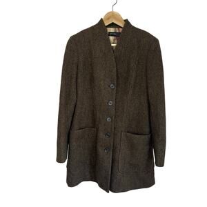 Peruvian Connection Baby Alpaca Wool Long Brown Blazer Coat Size 6